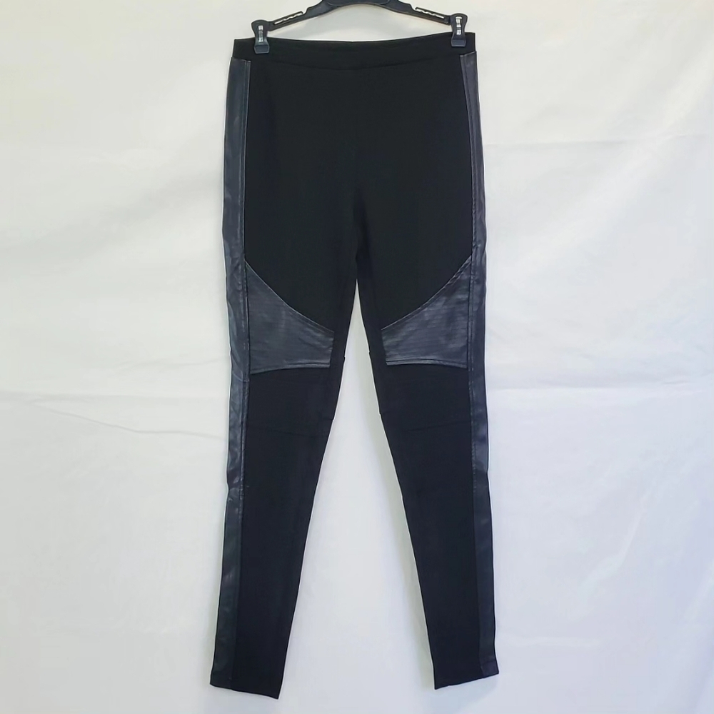 Dance & Marvel Black Moto Leggings w/ Faux Leather
